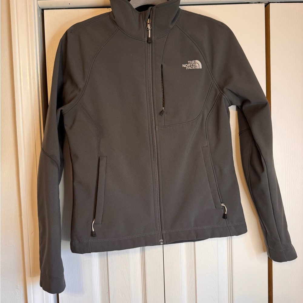 North Face Women’s Gray Apex Softshell Warm Zip Up Jacket Size Small Petite - Picture 2 of 16